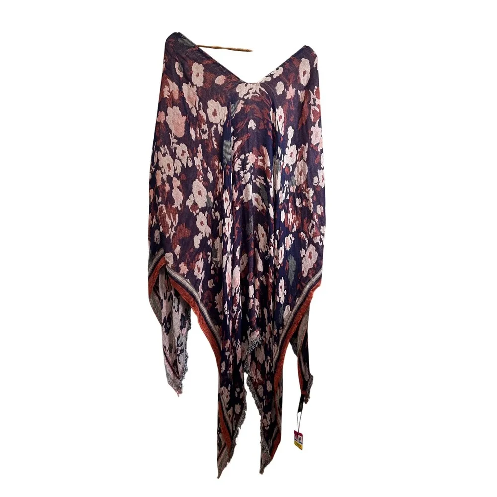 Vince Camuto Kimono Wrap Womens OS Navy Blue NWT Floral Print Boho Layering - Picture 7 of 7